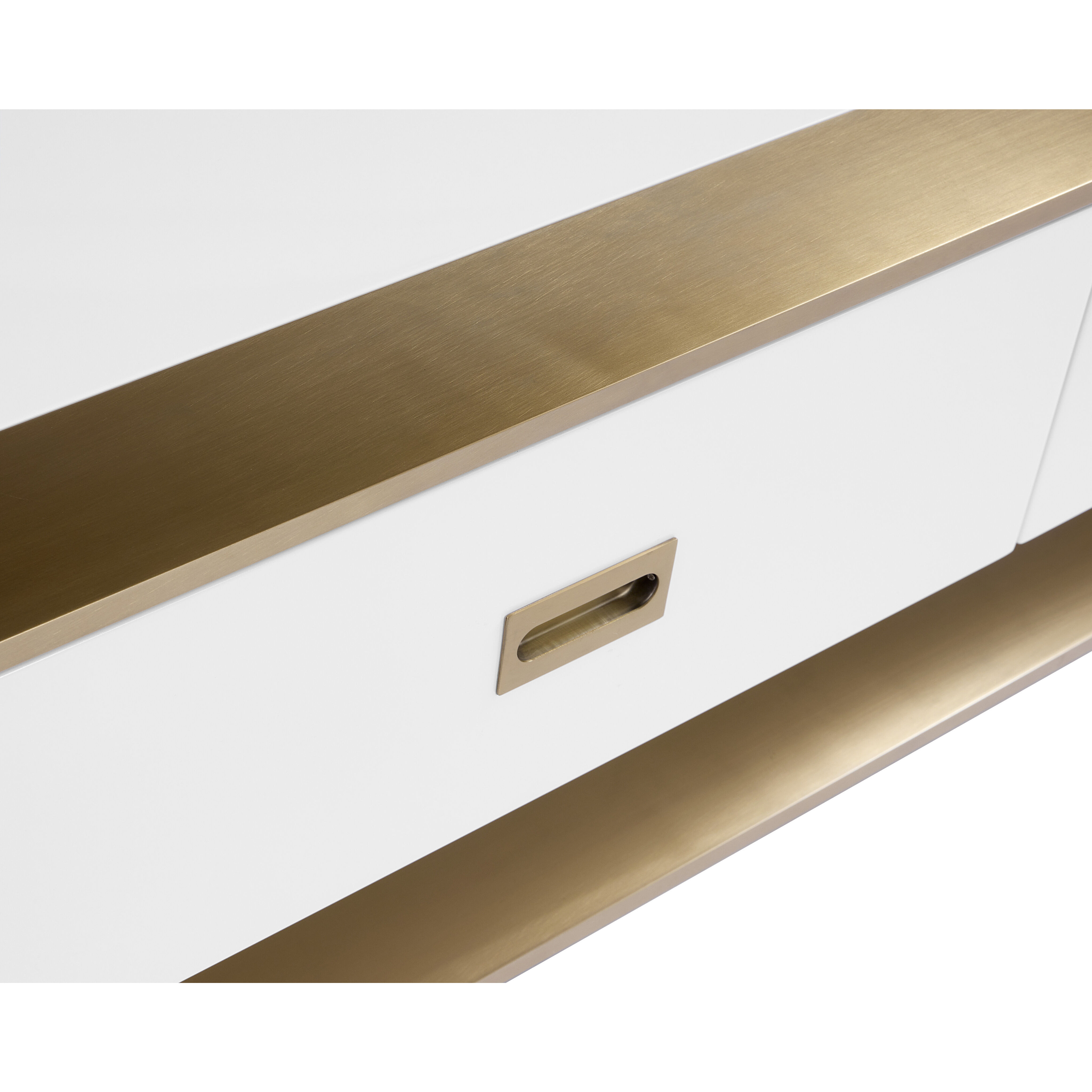 Brielle 80 inch High Gloss White / Gold Media Console & Cabinet